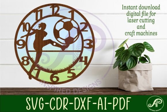 Download Football Female Player Wall Clock Laser - Wall Collection