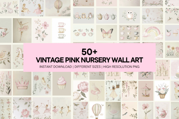 Download Vintage Pink Prints Nursery Wall Art - Wall Collection