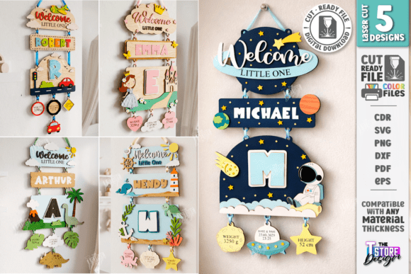 Download 3D Nursery Layered Wall Signs Bundle CNC - Wall Collection