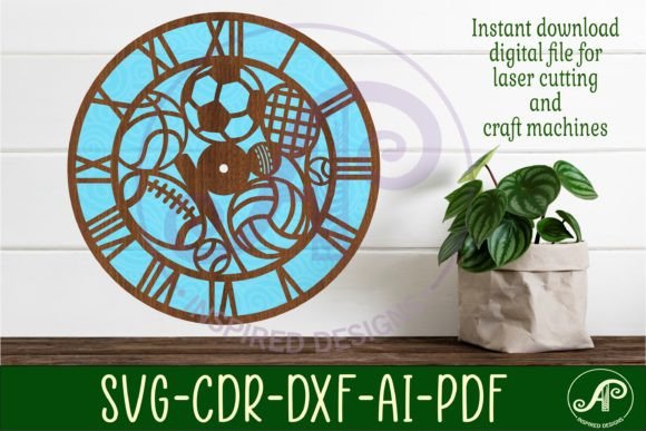 Download Sports Ball Wall Clock Laser Cut Files - Wall Collection