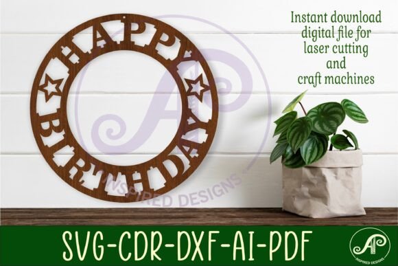 Download Happy Birthday Ring Wall Sign, SVG File. - Wall Collection
