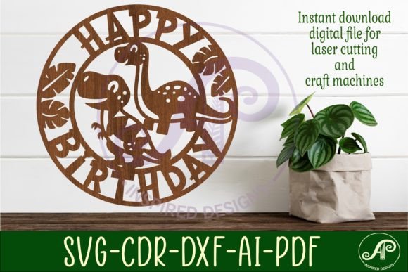Download Happy Birthday Dinosaur Wall Sign Svg - Wall Collection