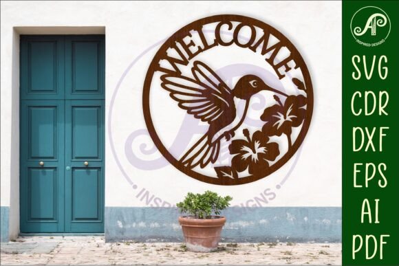 Download Welcome Hummingbird Wall Sign, SVG File. - Wall Collection