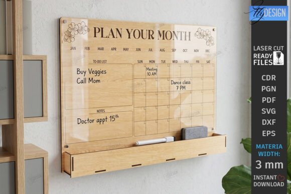 Download Acrylic Wall Planner Laser Cut |Calendar - Wall Collection