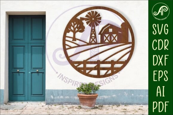 Download Farm Fields Scene Wall Sign, SVG File. - Wall Collection