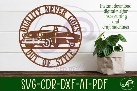Download Classic Car Wall Sign, SVG File. Vector - Wall Collection