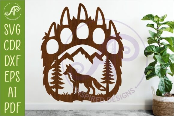 Download Bear Paw Print with Fox Wall Sign - Wall Collection