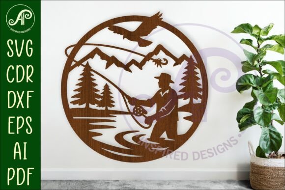 Download Fly Fishing Mountain Scene Wall Sign Svg - Wall Collection