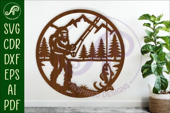 Download Bigfoot Fishing Wall Art Sign, SVG File - Wall Collection