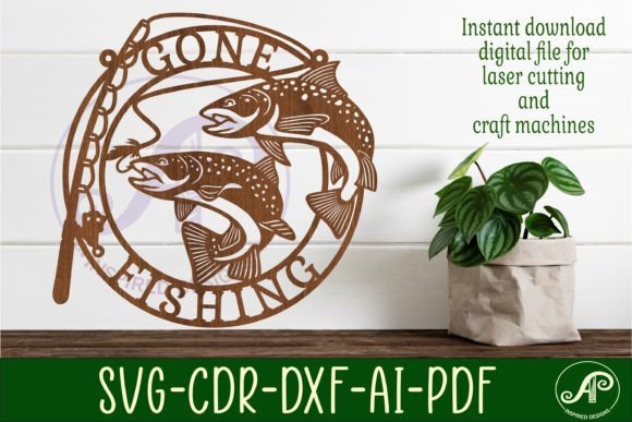 Download Gone Fishing Wall Sign Svg Laser Cut - Wall Collection