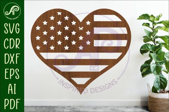 Download USA Flag Heart Wall Sign, SVG File. - Wall Collection