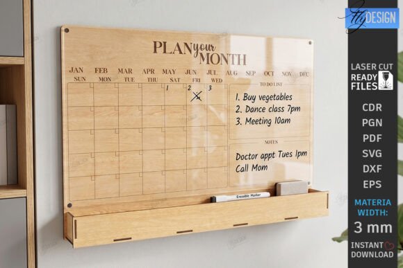 Download Acrylic Wall Planner Laser Cut |Calendar - Wall Collection