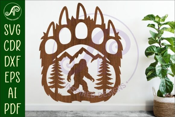 Download Bear Paw Print with Bigfoot Wall Sign - Wall Collection