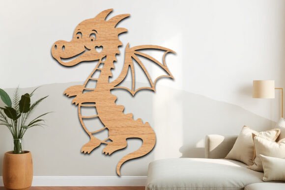 Download Laser Cut Cute Dragon Wall Art SVG Sign - Wall Collection
