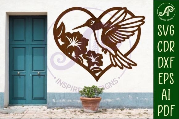 Download Hummingbird Heart Wall Sign, SVG File. - Wall Collection