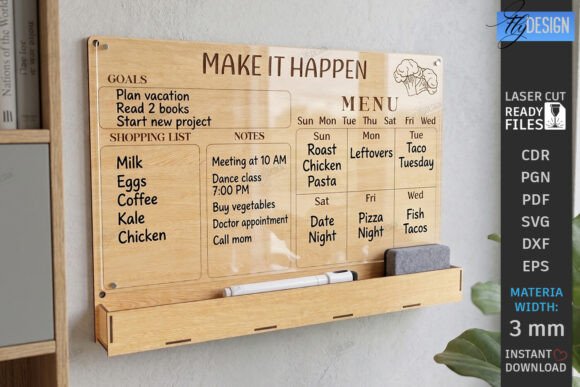 Download Acrylic Wall Planner Laser Cut |Calendar - Wall Collection
