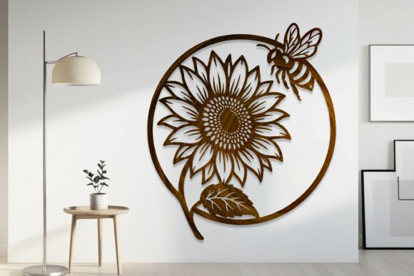 Download Laser Cut Sunflower and Bee Wall Art SVG - Wall Collection