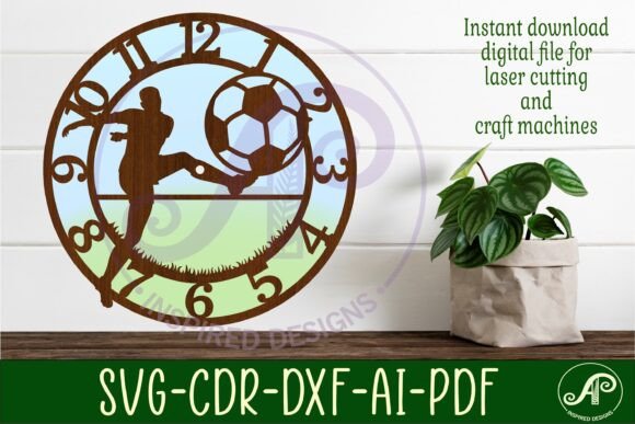 Download Football Male Player Wall Clock Laser - Wall Collection