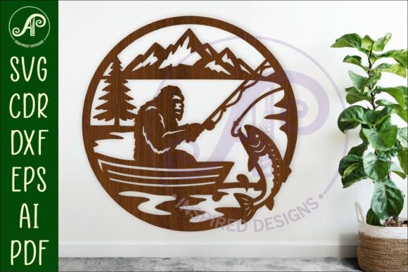 Download Bigfoot Fishing in a Boat Wall Art Sign, - Wall Collection
