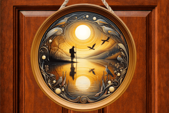 Download Golden Sunset Lake Traveler Door Sign - Premium Resources