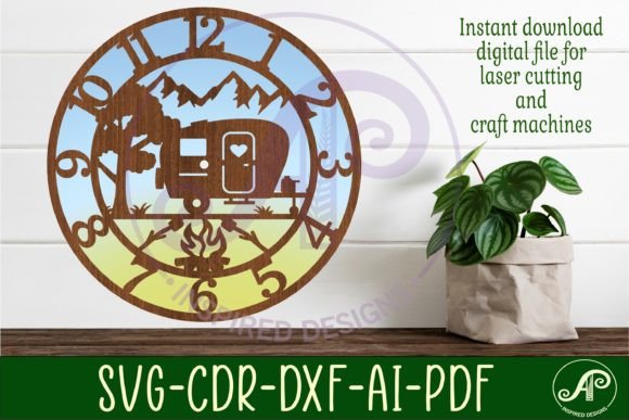 Download Caravan/camping Wall Clock Laser Cut - Wall Collection