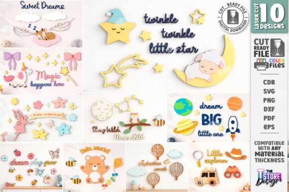 Download Nursery Wall Decor Laser Cut Bundle |CNC - Wall Collection