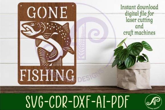 Download Gone Fishing Wall Art Sign, SVG File. - Wall Collection