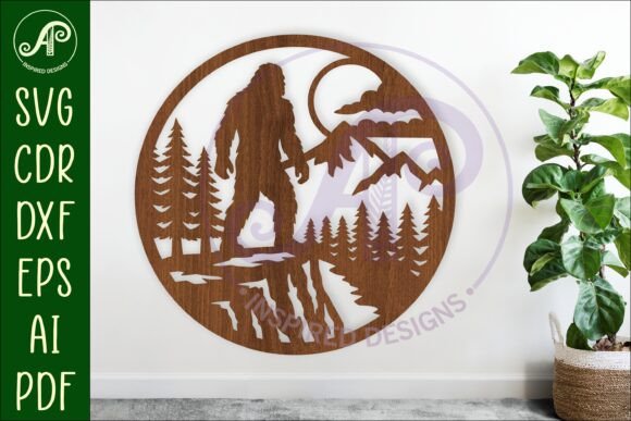 Download Bigfoot Moonlight Forest Wall Sign SVG - Wall Collection