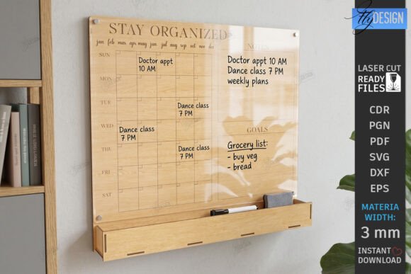 Download Acrylic Wall Planner Laser Cut |Calendar - Wall Collection