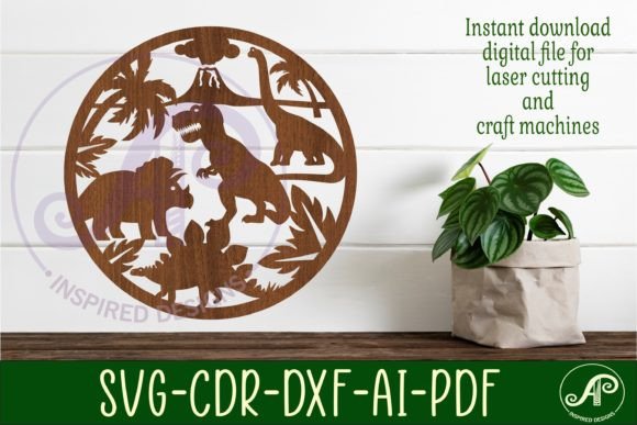 Download Dinosaur Wall Art Sign, SVG File. Vector - Wall Collection
