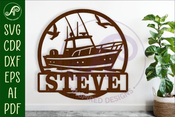 Download Fishing Boat Name Wall Art Sign, SVG - Wall Collection