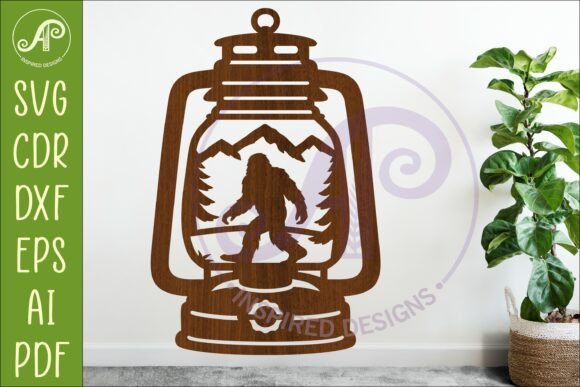Download Camping Lantern Scene Bigfoot Wall Sign - Wall Collection