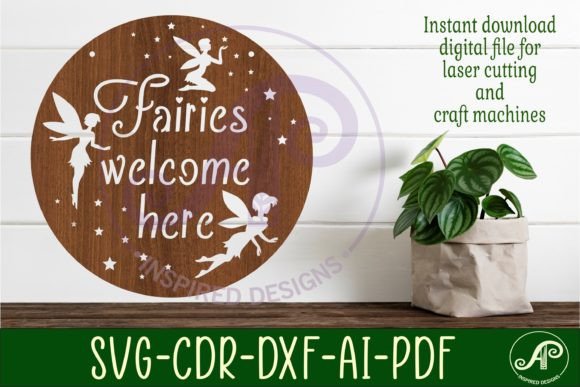 Download Fairies Welcome Here Wall Sign, SVG File - Wall Collection