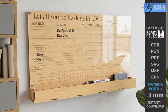 Download Acrylic Wall Planner Laser Cut |Calendar - Wall Collection