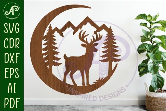Download Crescent Moon Deer Animal Wall Sign - Wall Collection