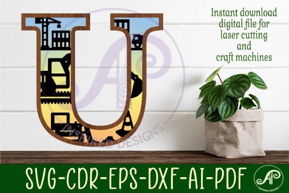 Download Construction Large U Wall Letter 3 Layer - Wall Collection