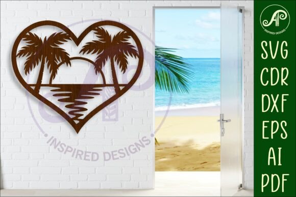 Download Sunset Beach Heart Wall Sign, SVG File. - Wall Collection