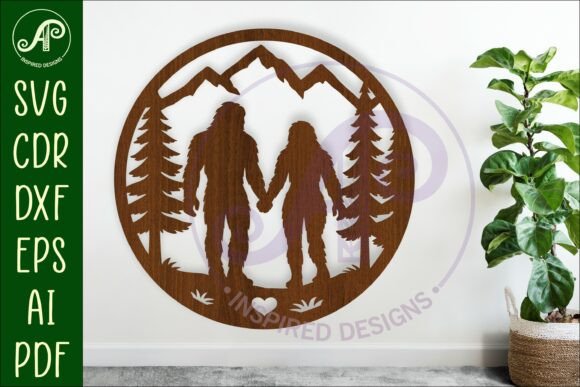 Download Bigfoot Couple Wall Art Sign, SVG File - Wall Collection
