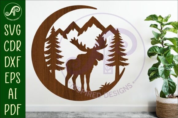Download Crescent Moon Moose Animal Wall Sign - Wall Collection