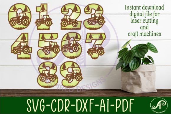 Download Tractor Numbers Two Layer Wall Sign SVG - Wall Collection