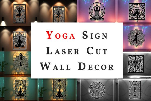 Download Yoga Sign Laser Cut Wall Art SVG Bundle - Wall Collection