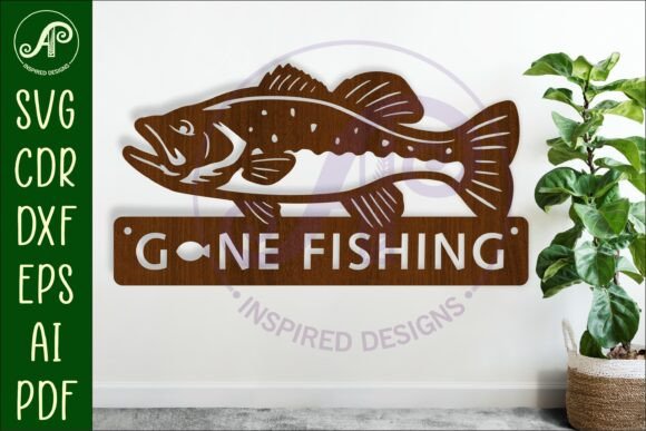 Download Gone Fishing Wall Sign Design Laser Cut - Wall Collection