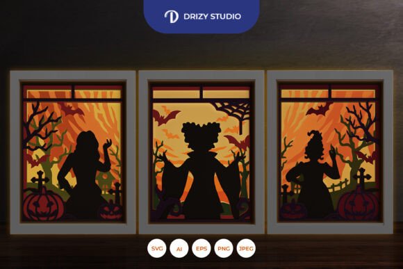 Download Halloween Three Witches 3D SVG - Three Collection