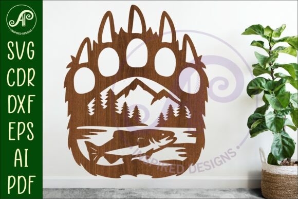 Download Bear Paw Print Fishing Wall Sign - Wall Collection