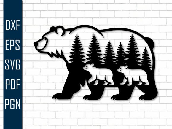Download Mama Bear with Cubs Metal Wall Art Sign - Wall Collection