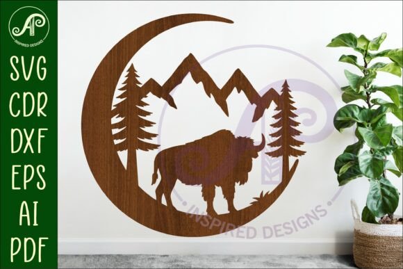 Download Crescent Moon Bison Animal Wall Sign - Wall Collection