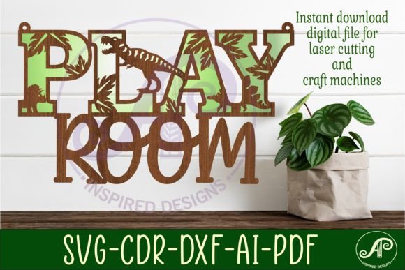Download Play Room Dinosaur Wall Sign, SVG File. - Wall Collection