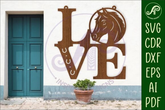 Download Love Word with Horse Theme Wall Art Sign - Wall Collection