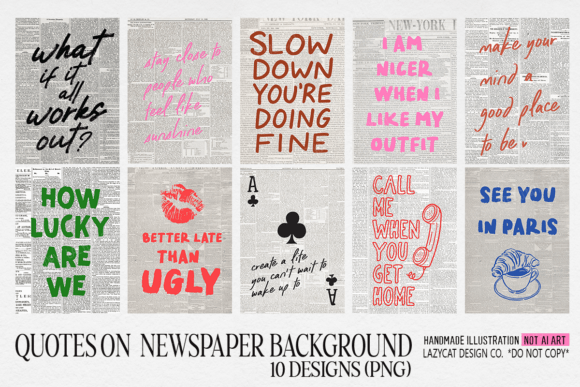 Download Quote on Newspaper Wall Art PNG Bundle - Wall Collection