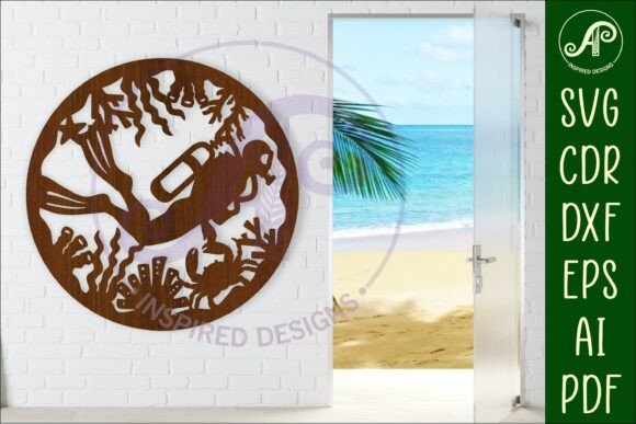 Download Scuba Diver Circle Wall Sign, SVG File. - Wall Collection